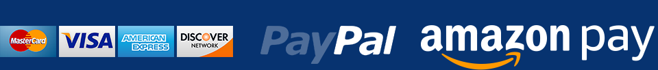 We Accept Mastercard, Visa, AmEx, Discover, Paypal, and Amazon Pay