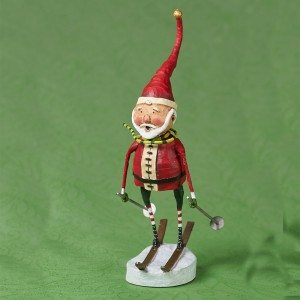 Downhill Santa Figurine by Lori Mitchell - Wooden Duck Shoppe