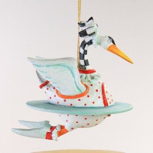 Patience Brewster - Mini Swan a Swimming Laying Ornament | Wooden Duck Shoppe