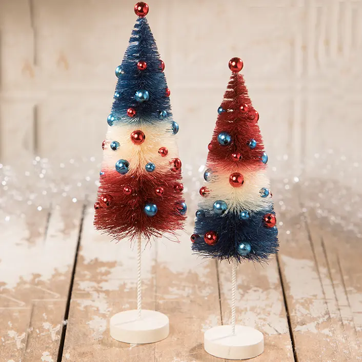 Americana Rocket Bottle Brush Trees - Set of 2