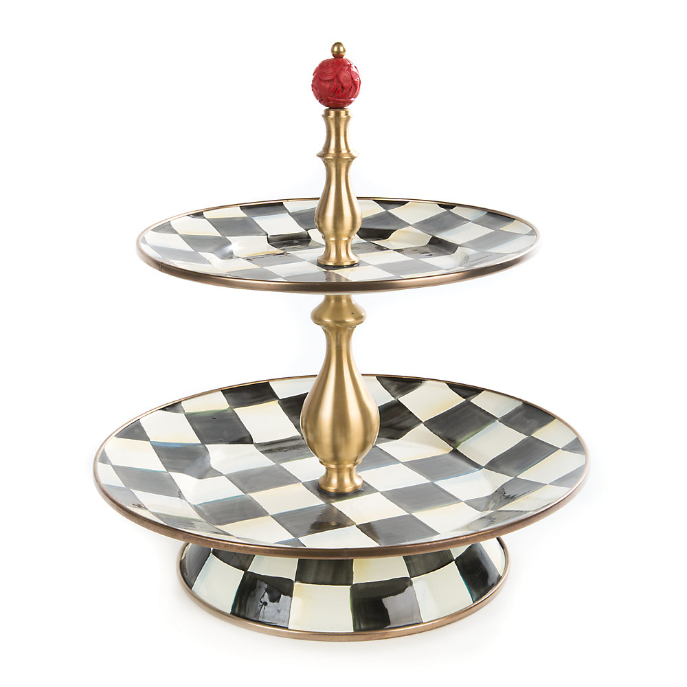 MacKenzie-Childs – Courtly Check Enamel Two Tier Sweet Stand