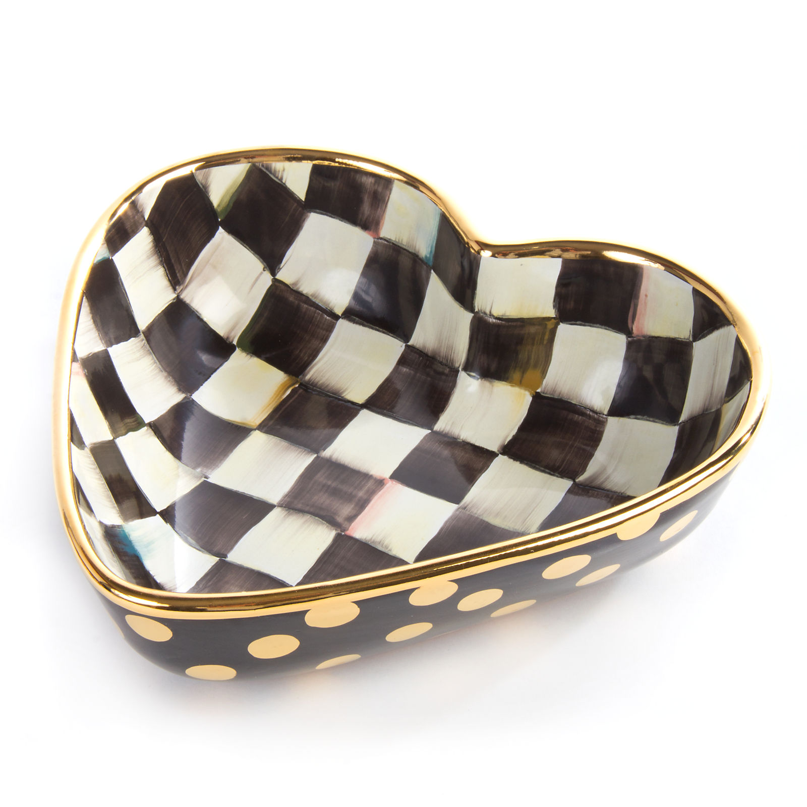 Mackenzie-Childs Black & White Heart Ornament Large~Black Valentines Gift Box 